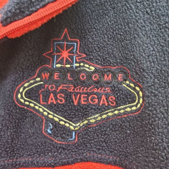 Lesa‎ Leia Clothing Men's Vintage Red & Navy Las Vegas Full Zip Fleece Sweater M - Picture 2 of 4